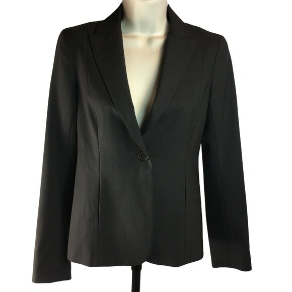 Theory Womens Fitted Wool Blazer Smokey Gray Lined Pockets One Button Size 0 u - Picture 1 of 11